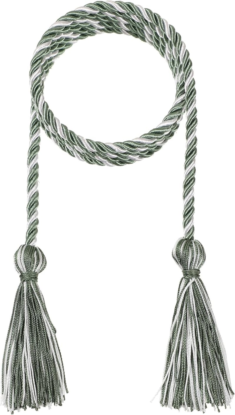 D DODOU 10 Pieces Graduation Cords Polyester Graduation Honor Braided Cords with Sewing Tassels for Bachelor, Master, Doctor 68" Long (Sage Green White) - Image 2